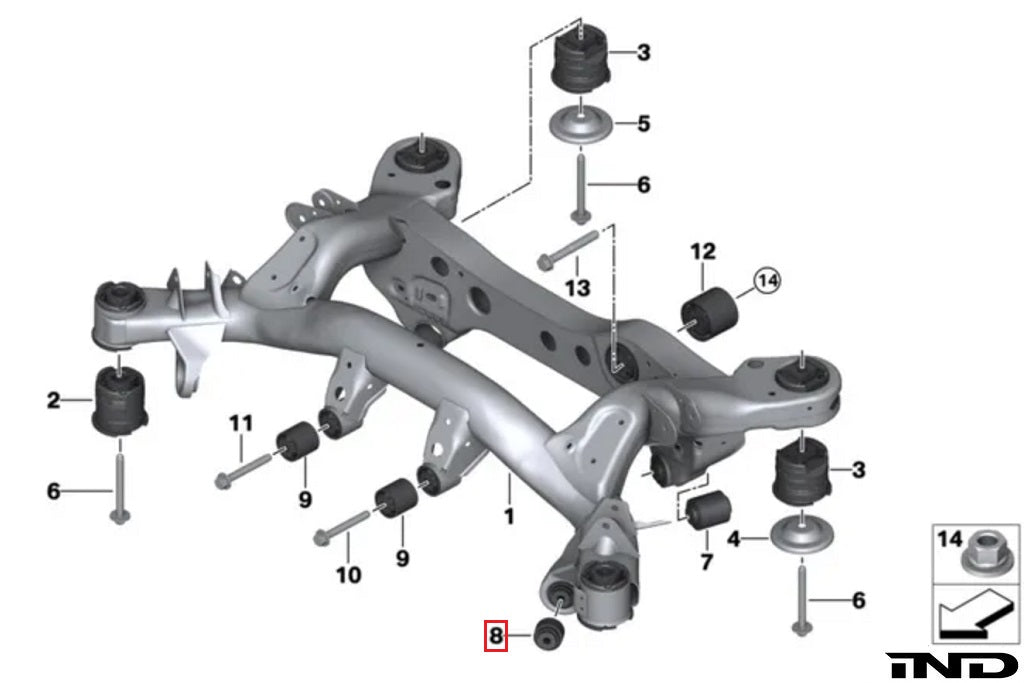 Fall - Line Motorsports E9X M3 / E82 1M Lower Tension Arm Bearing - Inner - Evolve Automotive